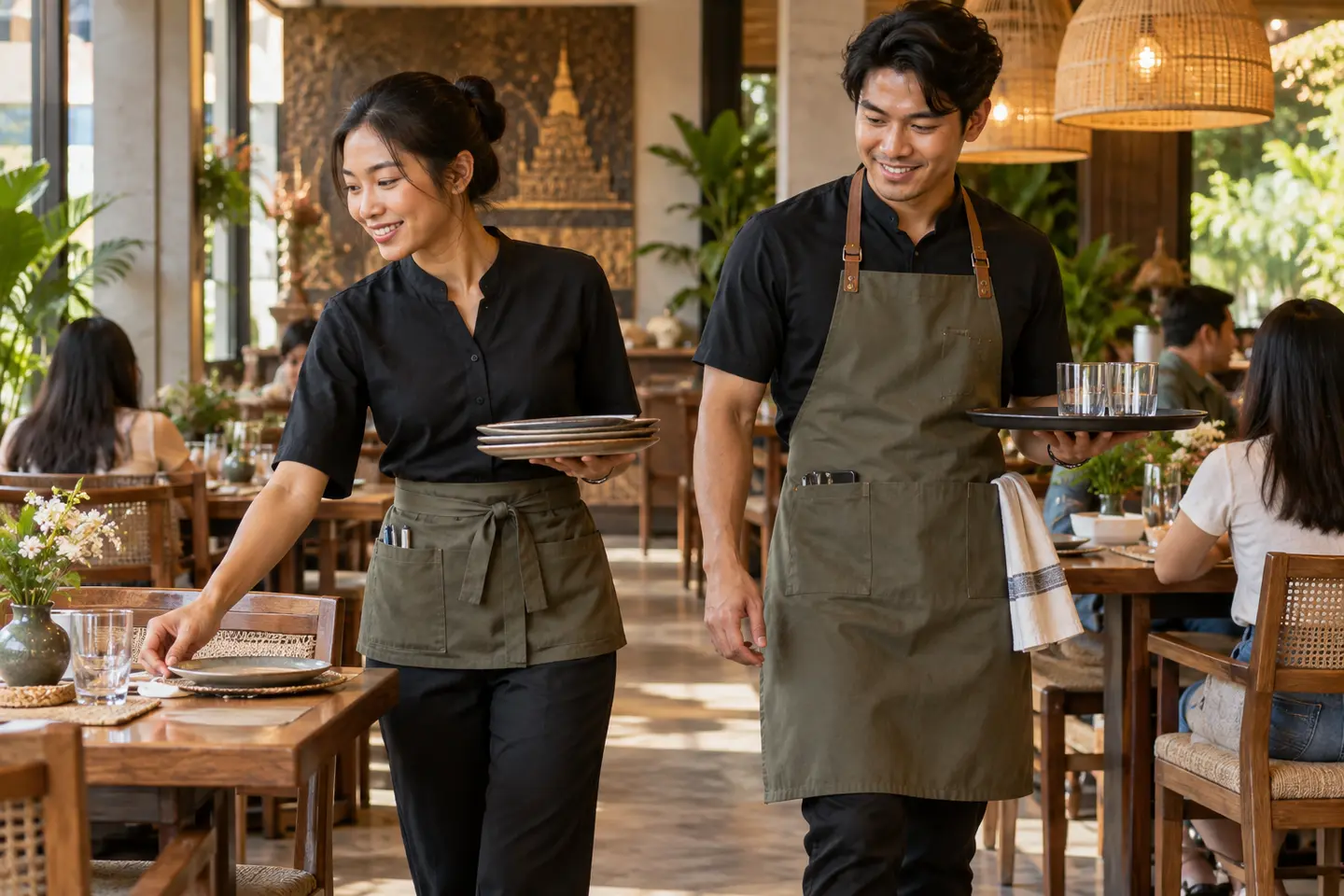 レストラン・カフェ向けホール用エプロン(記事用イメージ)