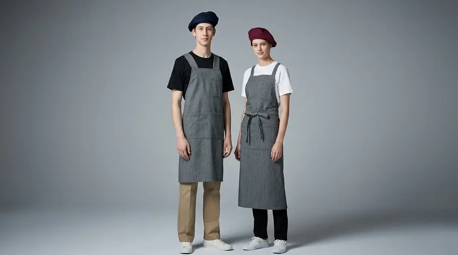 Vintage Grey Denim Cross-Back Apron