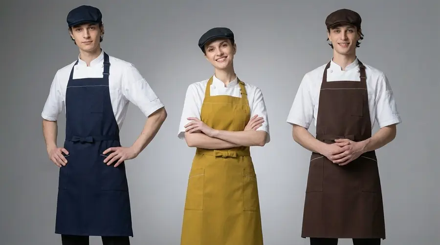 Earth Tone Contrast Stitch Bib Apron