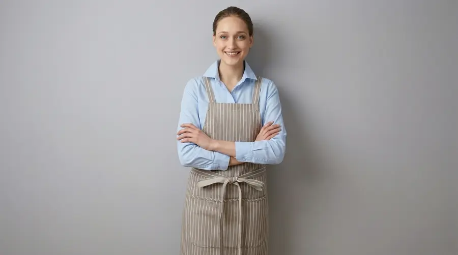 Premium Beige Pinstripe Bib Apron