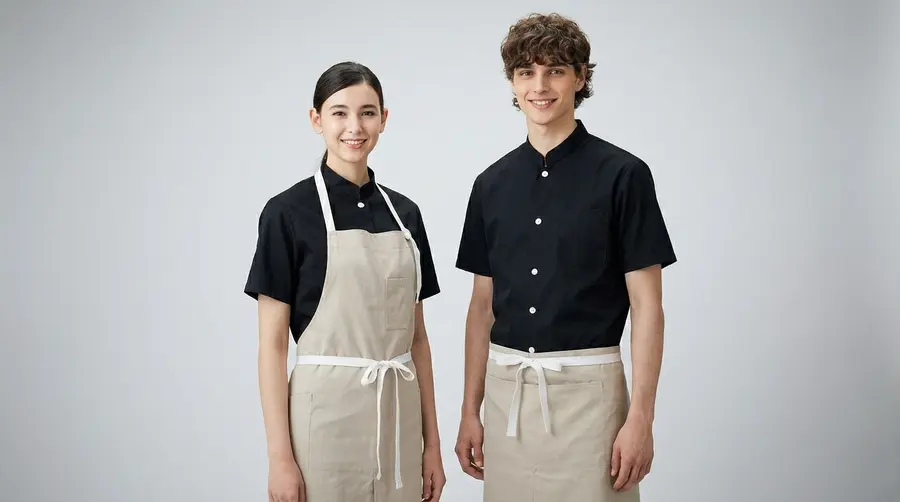 Modern Black Mandarin Collar Uniform with Contrast Buttons