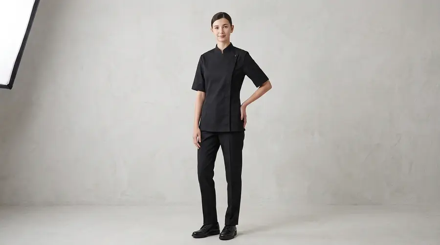 Minimalist Black Asymmetric Hidden-Button Uniform