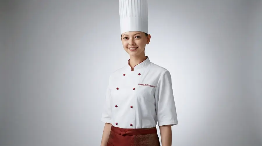 Premium White Chef Jacket with Burgundy Accents