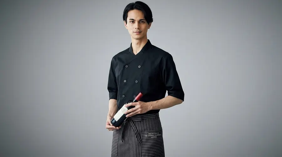 Modern Black Bistro Uniform with Brown Pinstripe