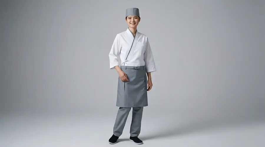Modern Japan Receptionist Uniform – White & Grey Trim