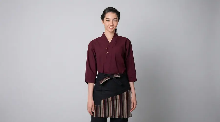 Wine Red Asian Fusion Service Shirt