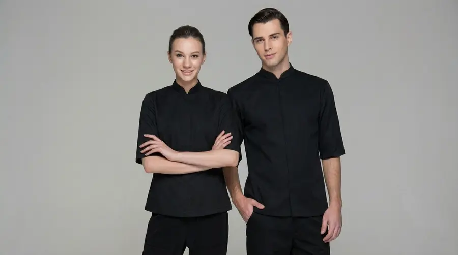 Elegant Black Mandarin Service Shirt
