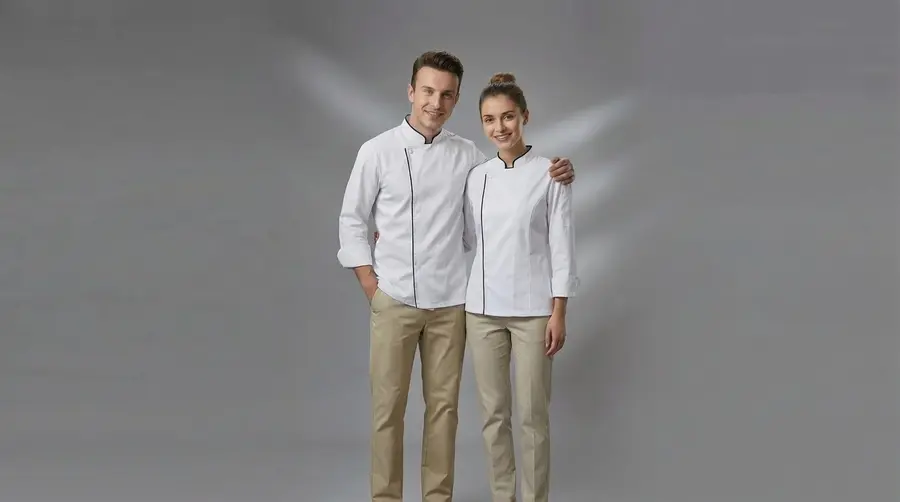 Modern Asymmetric Trim Chef Jacket