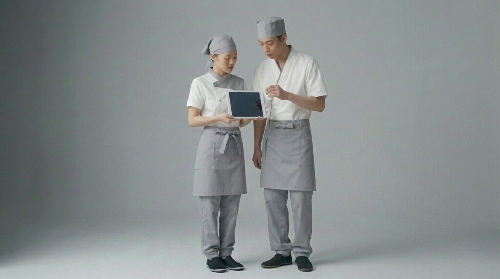 ชุดเชฟซูชิ ตัดเย็บโดยโรงงานในประเทศไทยสำหรับร้านอาหารญี่ปุ่นพรีเมียม